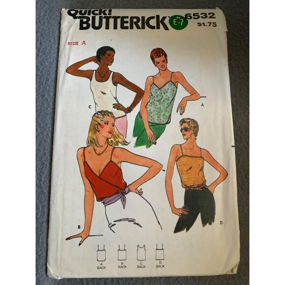 Butterick 6532 Vintage Sewing Pattern Womens Shirt Size Petite - Medium - Picture 1 of 2